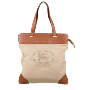 AUTHENTIC Vintage Burberry Leather Trimmed Tote